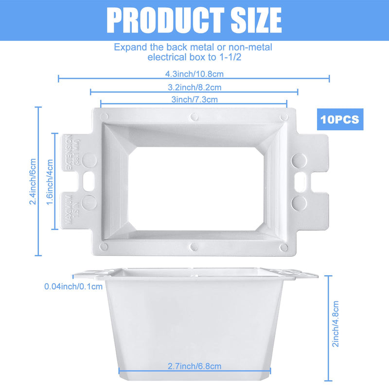 10PCS BE1-2 Electrical Outlet Box Extenders with 20PCS Screws, (1-Gang)Electrical Power Outlet Box Extender，Single Gang Box Extender Electric Box Extender 1 Gang Power Switch Receptacles Accessories