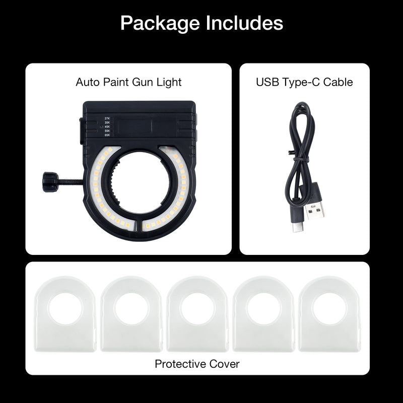 YUZES Paint Gun Light, 500-Lumen Spray Gun Light Attachment, 2700K-6500K Black
