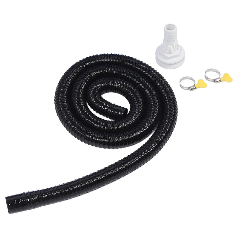 Bilge Pump Installation Kit Black 11/8in Leak Proof Easy Installation Bilge Pump Hose, ABS and Rubber Material, 2m Flexible Corrugated Hose for Bilge Pumps with 11/8 Inch