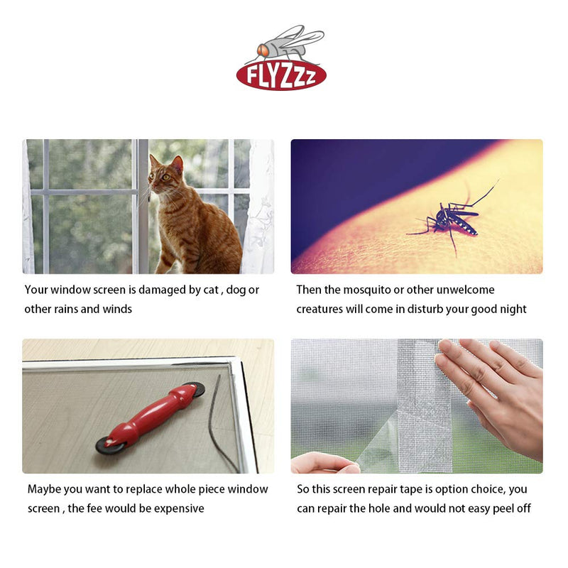 FLYZZZ Window Screen Repair Kit Tape, 79.4 in Waterproof Screen Repair Tape, 3-Layer Strong Adhesive Window Screen Doors Repair Patch Tape Suitable for Covering Holes&Tears Instantly 2x79.4 Inches Light gray