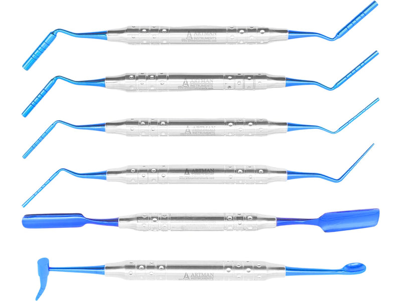 ARTMAN INSTRUMENTS Implant Bone Graft Carrier – Titanium Coated Pluggers & Packers, 6 Pcs Set in Stainless Steel Cassette for Bone Grafting & Dental Implant Procedures