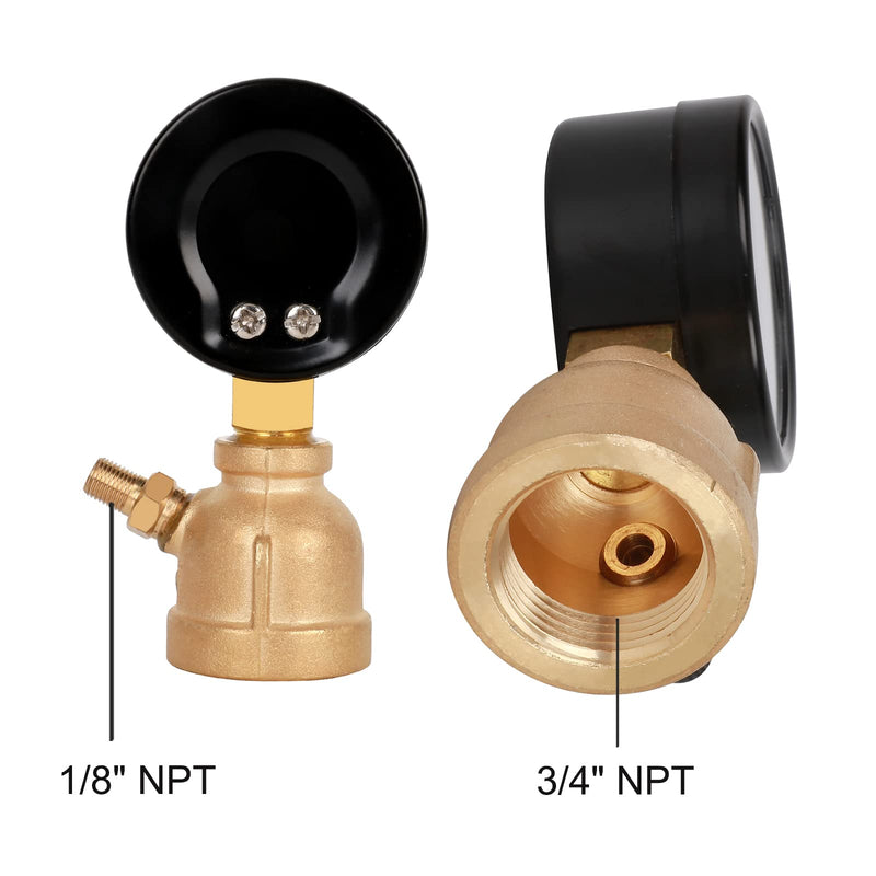 Gas Line Pressure Tester, Brass Gas Pressure Tester Gauge, 3/4" FNPT Forged Brass Assembly with Air Pressure Gauge 30psi and Air Bleeding Valve for Pressure Testing on Home Gas Line 30Psi Brass gas pressure tester