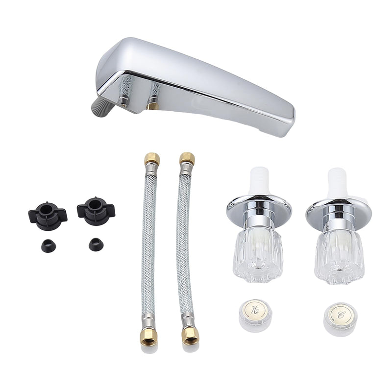 RV Bathtub Faucet Kit,Replacement Danco 10661 Mobile Home Chrome Dual-Handle, 3-Hole Countertop Mount, 24-Inch Adjustable Center Distance