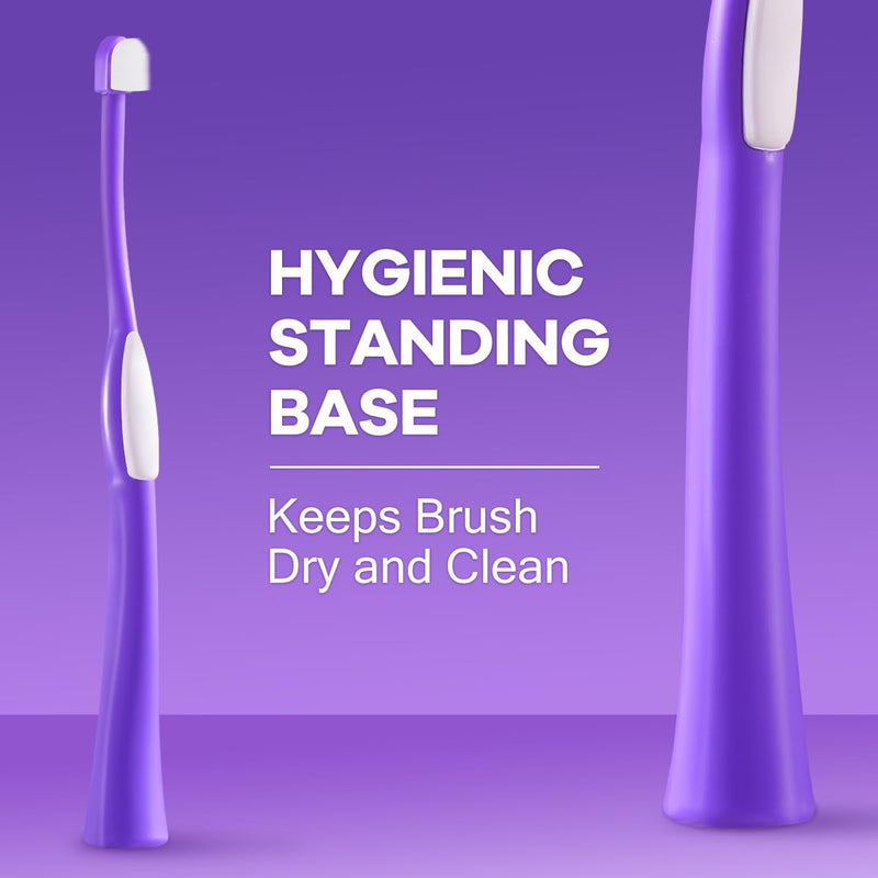 Zero-Pressure Pet Toothbrush for Cats & Small Dogs, Purple | Gentle Gum Comfort. Hygienic Standing Base. Soft Brushing Feel. Easy Daily Routine for Delicate Mouths. Ultra Soft