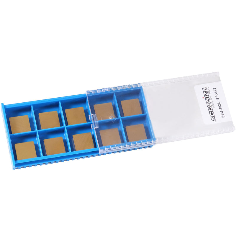 Accusize Industrial Tools SPG422 Carbide Inserts TiN Coated 10 Pc Set, 2136-1026x10