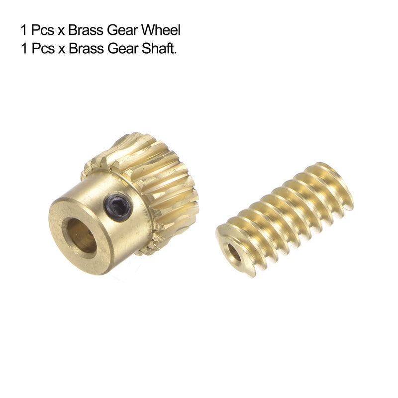HARFINGTON Worm Gear Set Brass 0.5 Modulus 20T 20:1 Reduction Rate 2.3mm Hole Diameter Right Rotate Drive Gear Box Wheel Shaft Kits