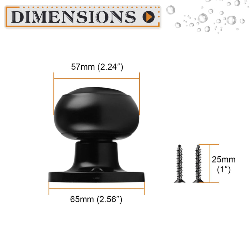 Probrico Black Half Dummy Door Knobs, Round Non-Turning Inactive Door Knobs Handles for Closet French Door,4 Pack 4 Pack