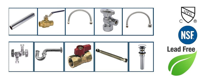 EZ-Fluid 5/8" Comp O.D X 3/8" Comp X 3/8" Comp 1/4 Turn Double Metal Two Handles Chrome Brass Angle Stop Valve Water Shut Off Ball Valve For Water Pipes LF,Faucet Toilet Valve,Dishwasher,Filter(1)