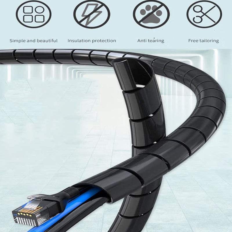 Spiral Cable Wrap -20 Ft 1/2" Cable Management Sleeve Organizer for Computer Cable,Power Cord Audio Video Cable (1/2 Inch-20Ft, Black) 1/2 Inch-20Ft