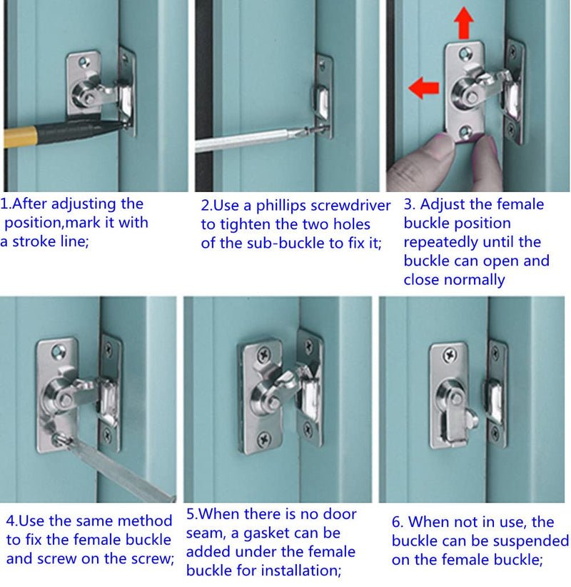 szhdxsy 2pos 90 Degree 304Stainless Steel Right Angle Door Lock Buckle Lock Bolt Lock cam Lock for Door and Window Sliding Lock bar Bolt barn Sliding Door Lock Sliding Latch, Black
