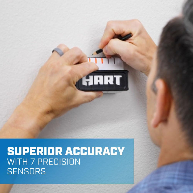 HART Advanced Stud Finder With 7-Sensors, Wood & Metal Stud Detector/Wall Scanner, Made in the USA