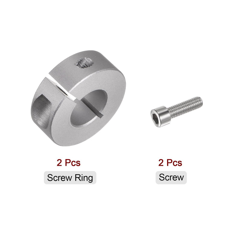 HARFINGTON 2pcs Shaft Collar 16mm Bore Aluminum Alloy Set Screw Split Clamp-On Collars, 35mm OD, 12mm Width, for Wheel Barrow Axle, Gearbox Assemblies, Machine Tools, Industry, Anodization