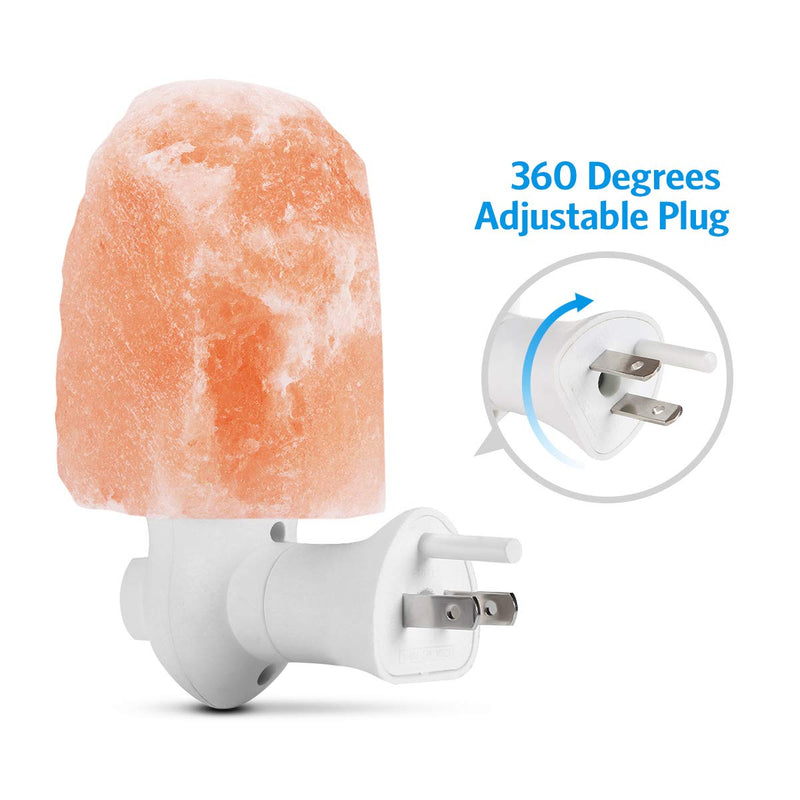 (Upgraded) AMIR Salt Lamp, Natural Himalayan Crystal Salt Light with 4 Bulbs, 11.2oz Mini Hand Carved Night Light, with UL-Certified Wall Plug, Decoration Salt Rock Lamp (2 Pack)