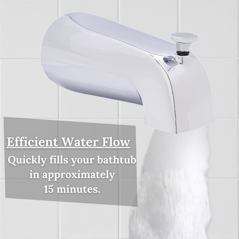 Westbrass A311-26 5-1/2" Reach Brass Wall Mount Tub Spout with Nose Diverter, Polished Chrome