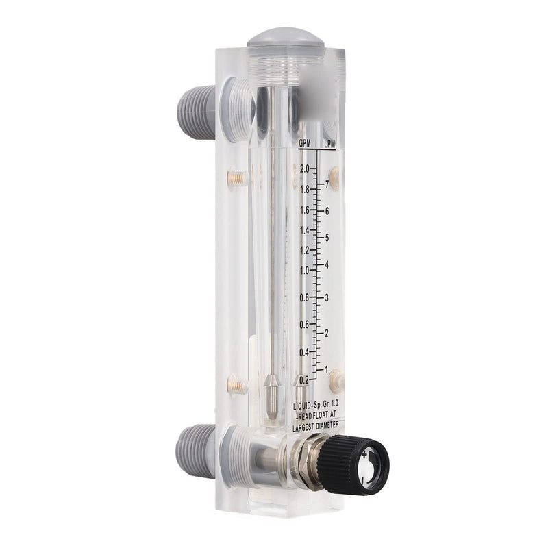 Walfront 0.2‑2GPM Panel Type Water Meter Adjustable Liquid Flowmeter 1/2in Male Thread 1/4in Female Thread