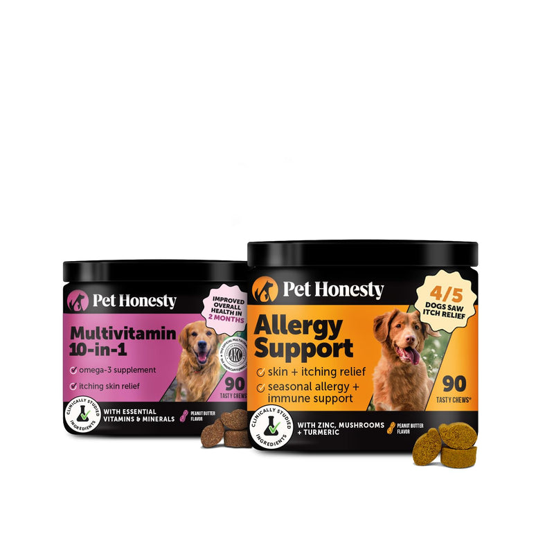 Pet Honesty Health & Allergy Relief Virtual Bundle Duo — Multivitamin 10-in-1 Chews (90 ct) + Allergy & Itch Relief Chews (90 ct)