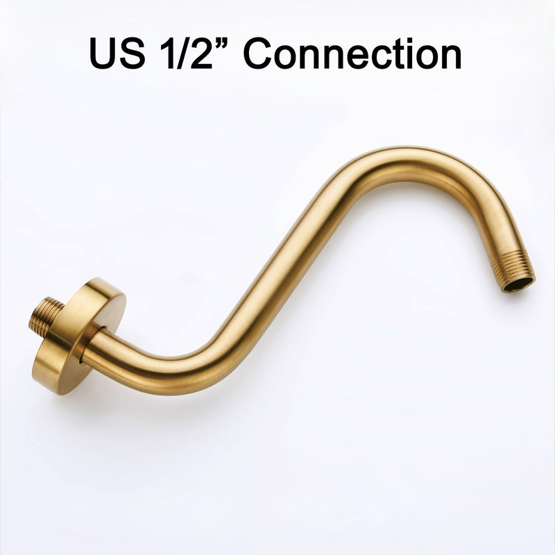 8 Inches S-shape Wall Mount Shower Arm and Flange, Champagne Bronze 8 inch