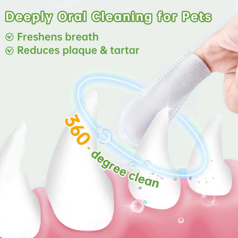 Teeth Cleaning for Dogs & Cats - Dental Care Finger Wipes to Remove Bad Breath - Dog Tooth Brushing Kit - Cat Toothbrush Plaque and Tartar Remover - 50 Count - PawsPlanet Australia