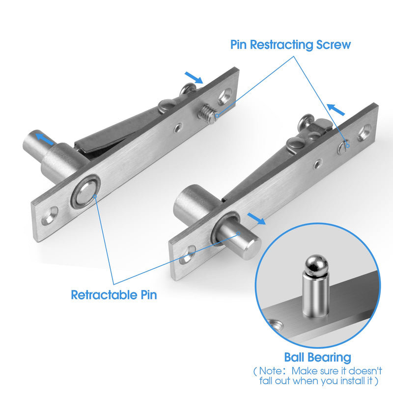 Pivot Hinge, Heavy Duty Pivot Door Hardware for Hidden Door Bookcase Hidden Door Hinge for Wood Secret Door 180 Degree Rotation Stainless Steel Invisible Pivot Hinge System - L Shape