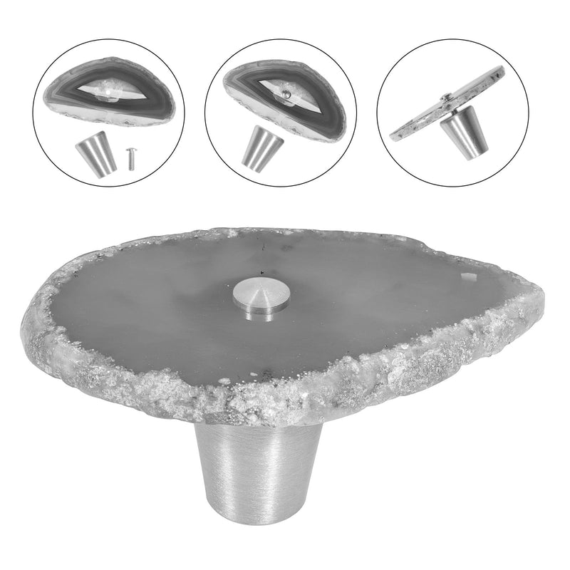 TUMBEELLUWA 4 PCS Natural Color Agate Slice Cabinet Knobs for Kitchens | Unique Single Hole Drawer Pulls, Easy to Install, Polished Stone Knobs for Cabinets Drawers Dressers, Housewarming Gift