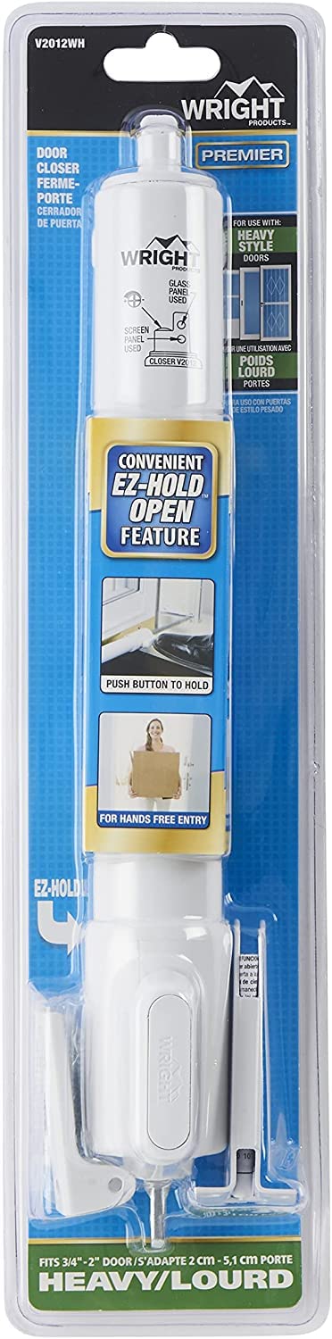 Wright Products V2012WH Heavy Duty Screen and Storm Door Tap-N-Go Pneumatic Closer, White Pack