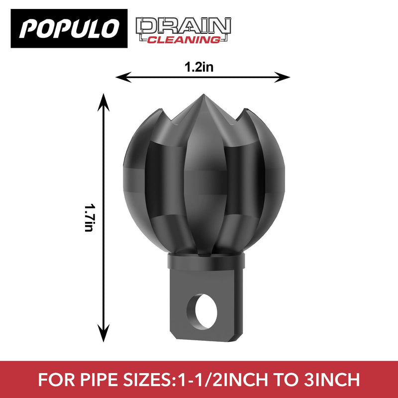 POPULO Drain Snake Attachment, Multi-Functional Cutter Clears Debris,Scale,Crystallized Urine,Roots,And More,Compatible with POPULO and Other Most Popular Brands of Drain Cleaning Machine