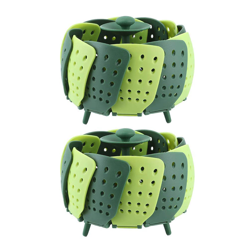 2Pcs Vegetable Steamer Basket, 150 ℃ High Temperature Resistant Folding Steaming Basket, Food Steaming Basket with Central Handle for Home Kitchen, Vegetable Fruit, Various Size Pot