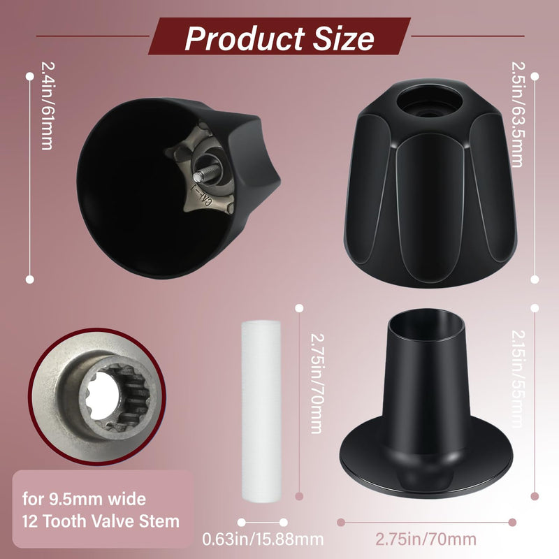 Black Shower Knob Replacement Kit,Shower Knobs Include Base Connectors Screws,Bathtub Faucet Handle Remodel Trim Kit,Compatible with Pfister Verve Tub Shower Knob Replacement,Shower Faucet Handle Shower Knobs Set-001
