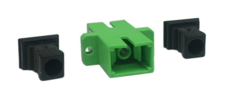CERRXIAN SC Fiber Optic Adapter Female to Female APC Simplex Single Mode Fiber Optical Coupler Network Internet Connector Adapter with Mount Panel (Green 5-Pack)
