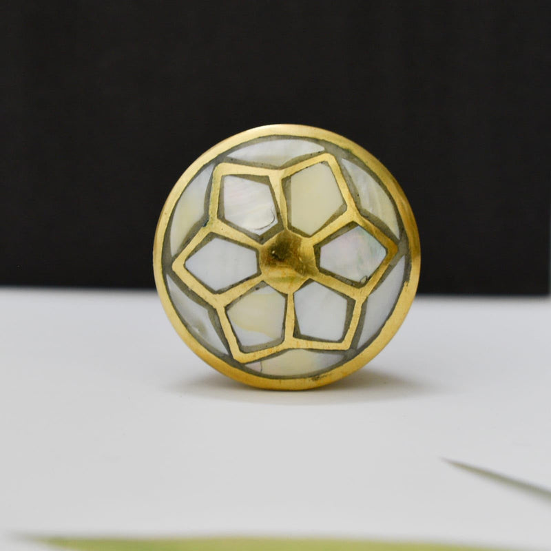 Mother of Pearl Dresser Pull Knob - Gold Contemporary Cabinet Hardware, Brass Knobs and Pulls, Kitchen Cupboard Glass Door Wardrobe and Drawers Pull (Desugn 4), Set-6 design 2