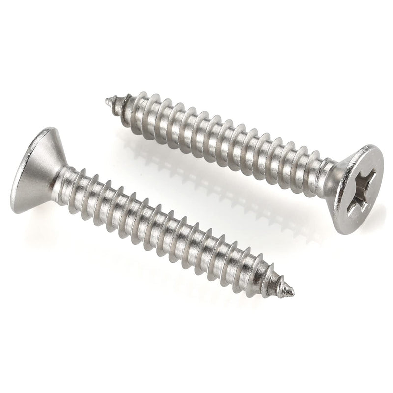 #12 x 1-1/2" (5/8" to 2" Available) Flat Head Sheet Metal Screws Wood Screws, 304 Stainless Steel 18-8, Self Tapping, 50 PCS #12 x 1-1/2"