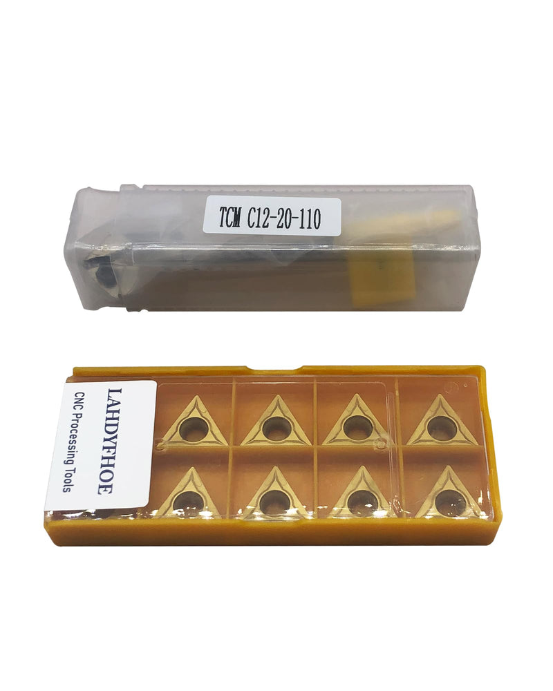 1/2inch Shank Chamfering Tool Bit Turning Tool Holder Boring Bar with 10pcs TCMT32.51 Replacement Carbide Turning Inserts for Steel