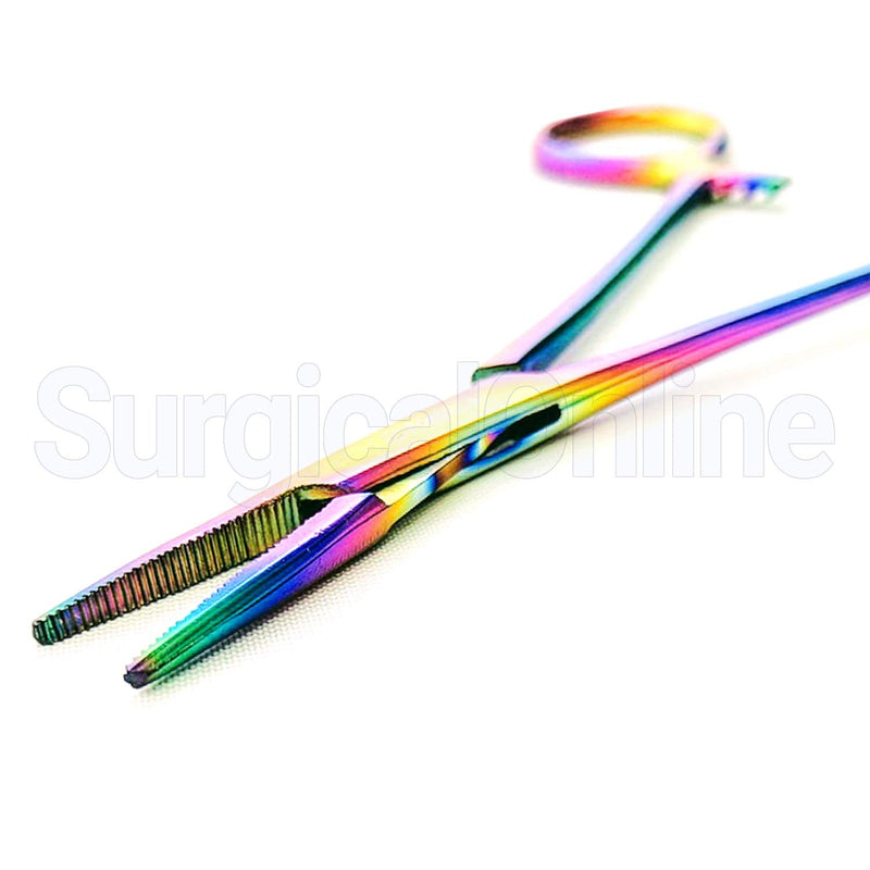 SURGICAL ONLINE Rainbow Hemostat Set - 5" Straight & Curved Mosquito Forceps - Stainless Steel, Locking Clamps for Medical, Fishing, Crafts & Hobby