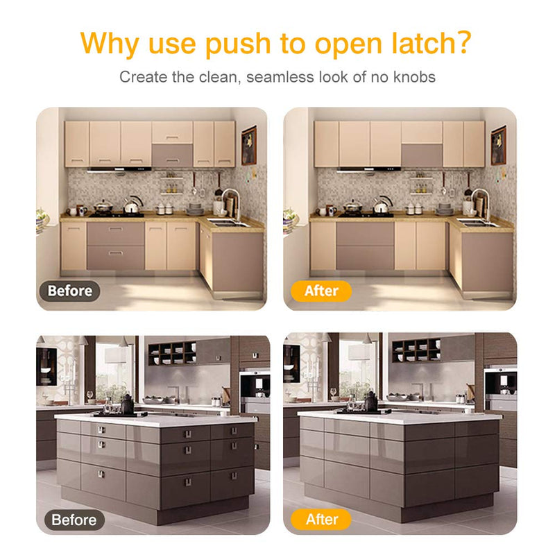 Jiayi Metal Cabinet Door Catches Heavy Duty 2 Pack Double Push to Open Door Latch Touch Latches Kitchen Door Push Release Latch for Drawer Closure Push Catch Press Out Cabinet Hardware