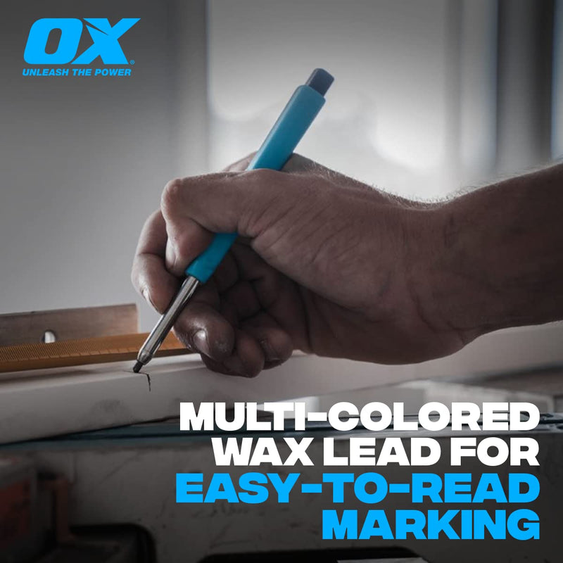 OX Tools Carpenter Pencils Pro Tuff Carbon Marking Pencil Mechanical Construction Pencil With 4 Leads & Pencil Holder & Sharpener Belt Clip Construction Pencil Carpenter Pencil OX-P503210 Pencil – Value Pack