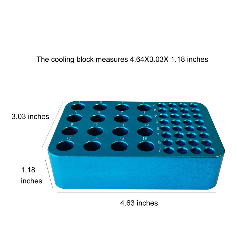 Aluminum Centrifuge Tube Rack PCR Tube Rack Low Temperature Metal Ice Box, for 1.5ml or 2.0ml Centrifuge Tube and 0.2ml PCR Tube(48 Wells) (Blue) Blue