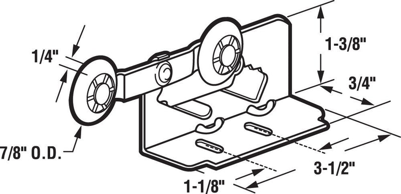 Prime-Line N 6531 Twin Pocket Door Roller, Top Mount (2 Pack)