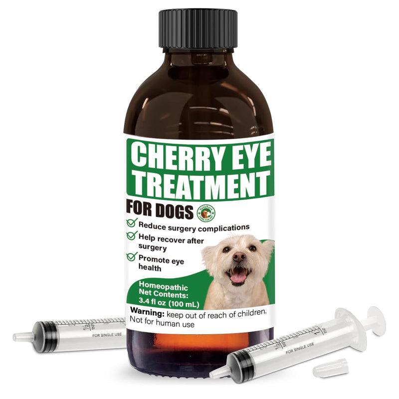 Cherry Eye Treatment for Dogs, 100 ml Liquid Terra-CIN for Conjunctivitis, Reduces Redness and Swelling, Homeopathic Oral Eye Wellness Supplement with 3 ml Dropper