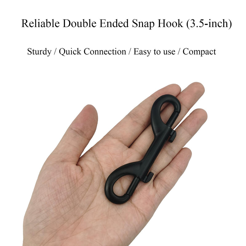 2Pcs 3.5-inch Double Ended Snap Hooks, Black Heavy Duty Double-Ended Bolt Snap Hook Double Sided Clip Zinc Alloy Metal Trigger Clip Snap Hook for Chain Latch Dog Leash Pet Feed Bucket, SATONBEYI 3.5inches-2P
