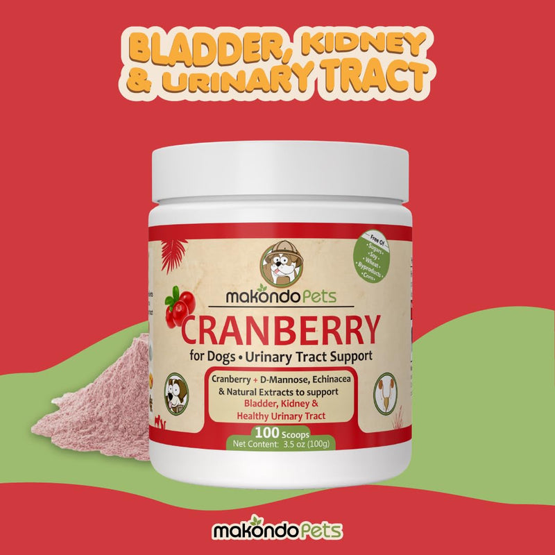 Dog Cranberry Supplement - Natural Dog UTI Treatment & Kidney Support for Dogs. Dog Supplement Powder Same as Cranberry Pills for Dogs. Puppy Supplies for Dog Pee Health - Dog Incontinence Product 100 Serves - PawsPlanet Australia
