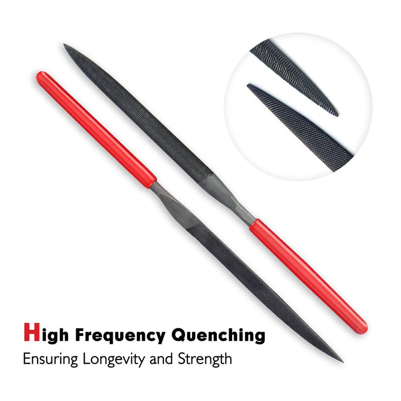 KALIM Needle File Set (10Pcs High Carbon Steel Files) and 1 Wire Cutter in A Carry Bag, File Tools for Soft Metal, Wood, Jewelry, Model, DIY, Hobby, etc.