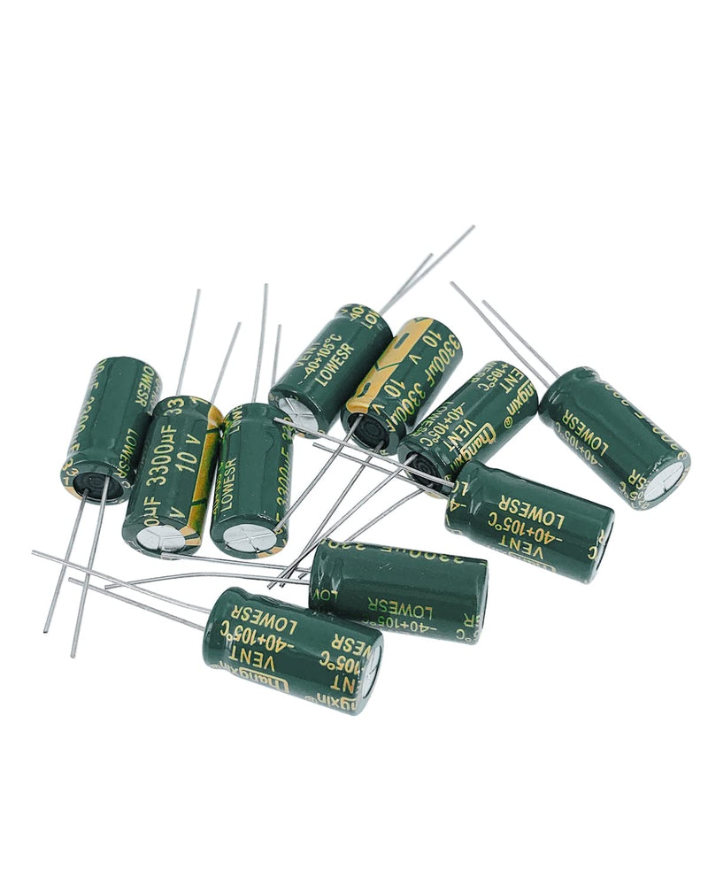 10pcs 10V 3300UF Capacitor 10X20mm(0.39x0.79in) High Frequency Aluminum Electrolytic Capacitors 10pcs 10V 3300UF