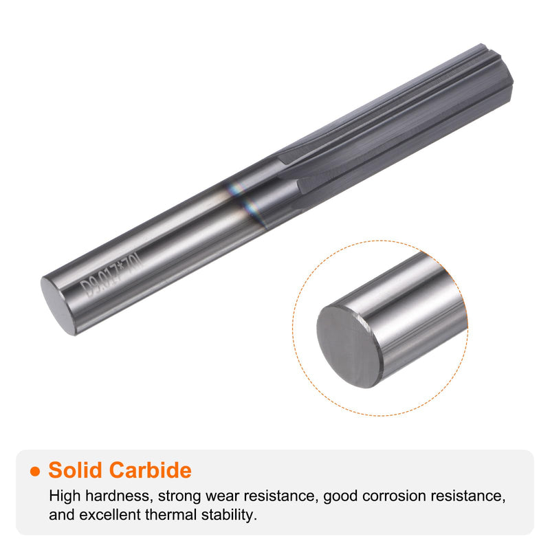 HARFINGTON Carbide Chucking Reamer 0.355"(9.02mm) Dia Straight Flute Straight Shank Machine Reamer Tool for Metal and Lathes CNC Machining Centers, Black 0.355"