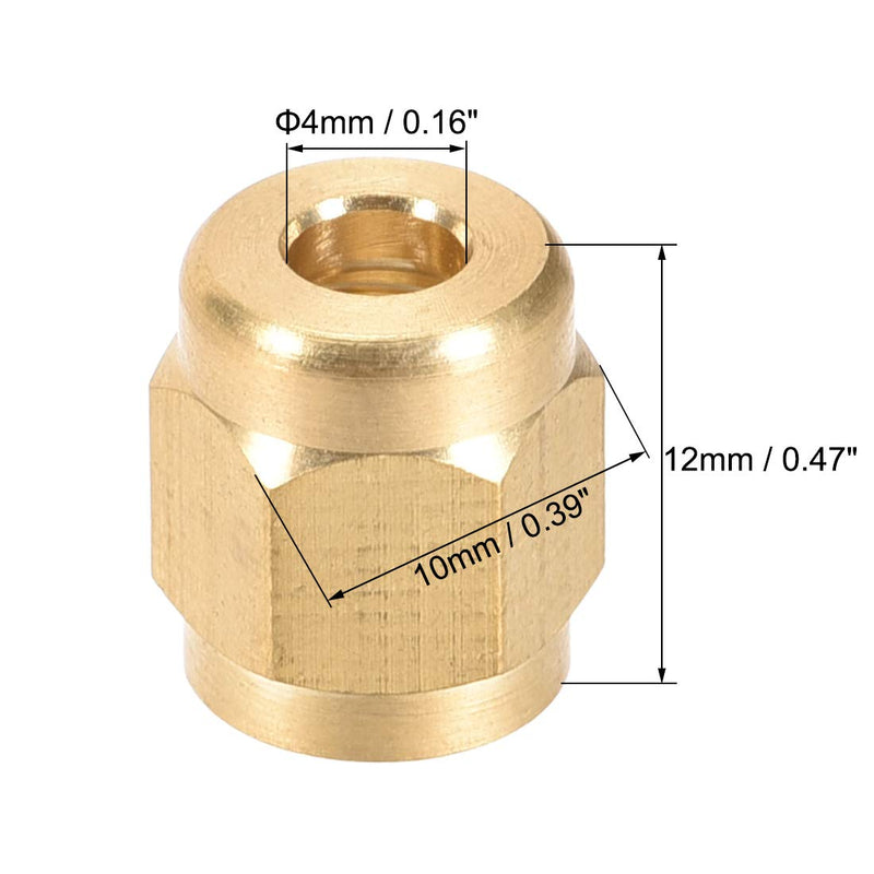 uxcell Brass Tubing Nut Tube Fitting Compression Insert Hydraulic Nuts M8x4mm 16pcs