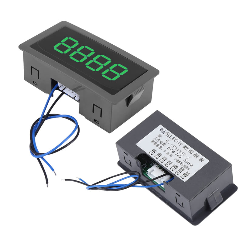 FLEXMAN LED Up Down Counter, 0 9999 4 Digit DC LED Digital Display Counter, Plus Minus Panel Counter Meter with Cable for Automation Equipment (Green) Green