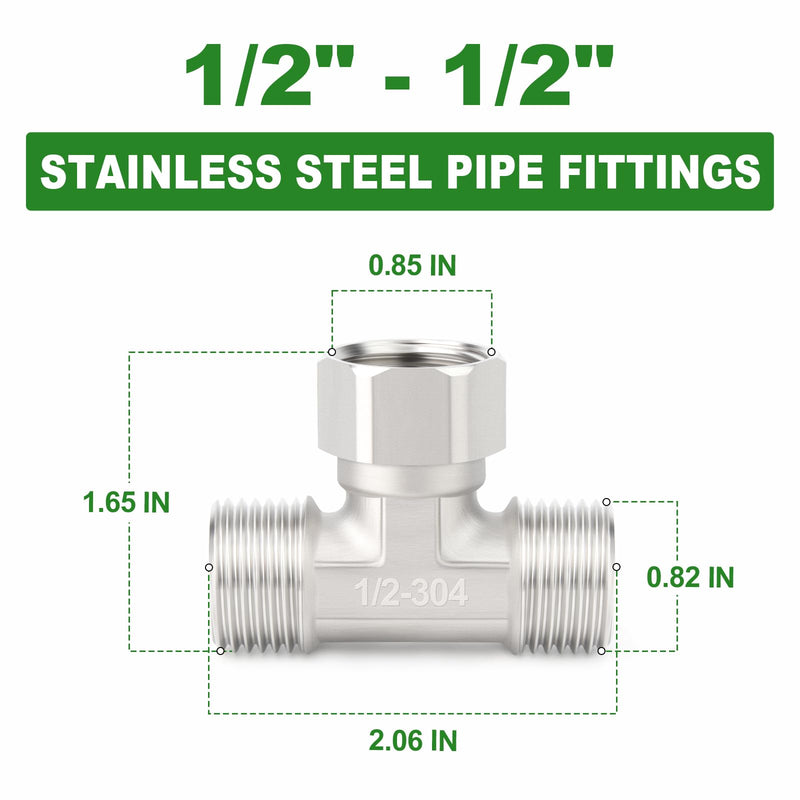 TAISHER 2PCS 304 Stainless Steel 3 Way Top Flexible Movable Tee Connector, 1/2" Male for Sprayer, Angled Valve, Shower Arm 1/2"Male(Top Movable Cap) 2