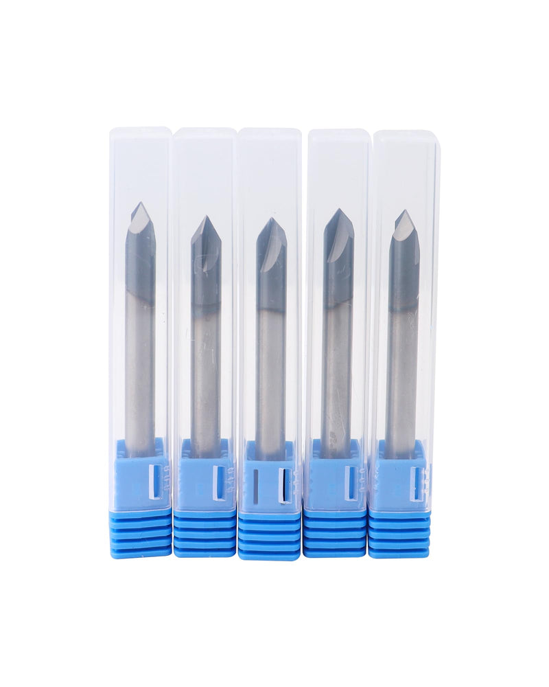 5Pcs 1/4" Solid Carbide End Mills, AlTiN Coating, 2 Flute, Chamfer End Mill for Steel, Single End End Mill Bits, 90° Chamfer Angle, 1/4" Shank Diameter 1/4" 2 Flute