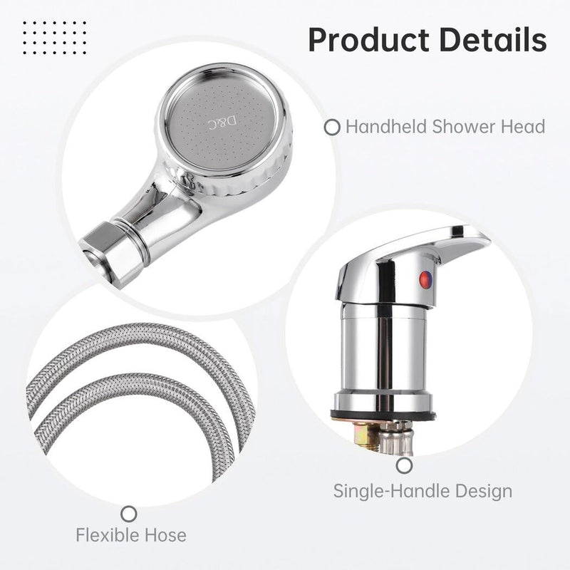 Homaisson Beauty Salon Shampoo Sink Bowl Faucet and Sprayer Kit, Leak-Proof Shampoo Bed Faucet with Metal Hose, Hot and Cold Mixer Tap Sprayer Set for Hair Beauty Salon Silver
