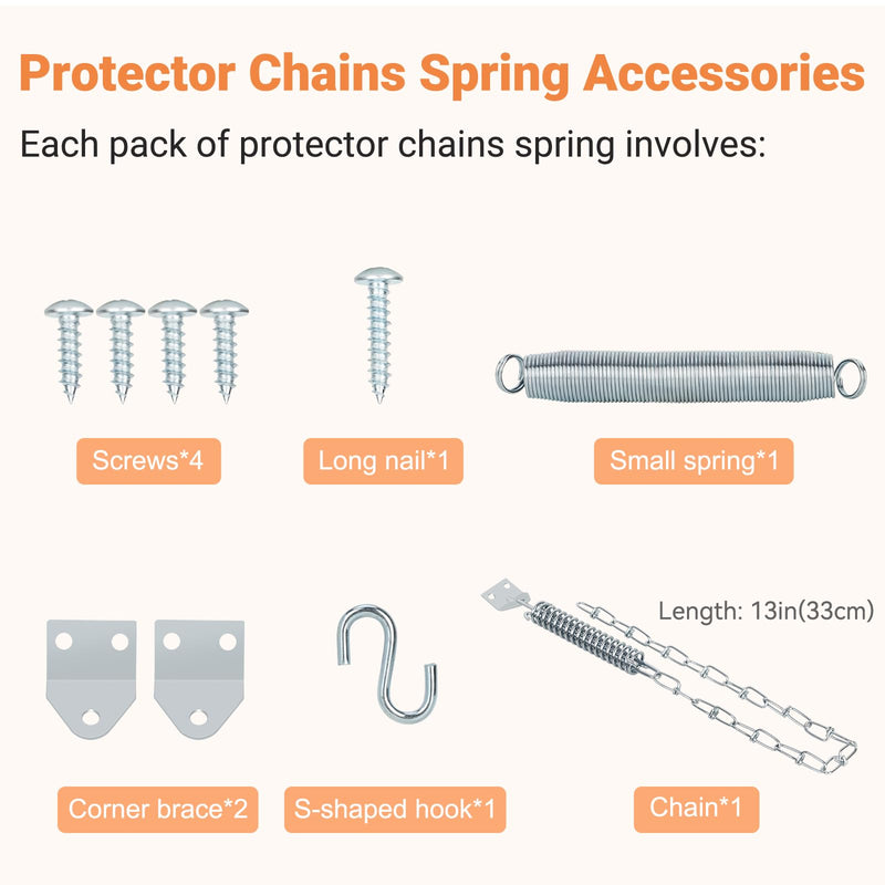 Storm Door Closer, White Heavy Duty Screen Door Closers with Protector Chains Spring, Compatible with Andersen/Emco/Larson/40201 (Closer and Chain, 1 Pack(White)) Closer and chain 1 Pack(White)