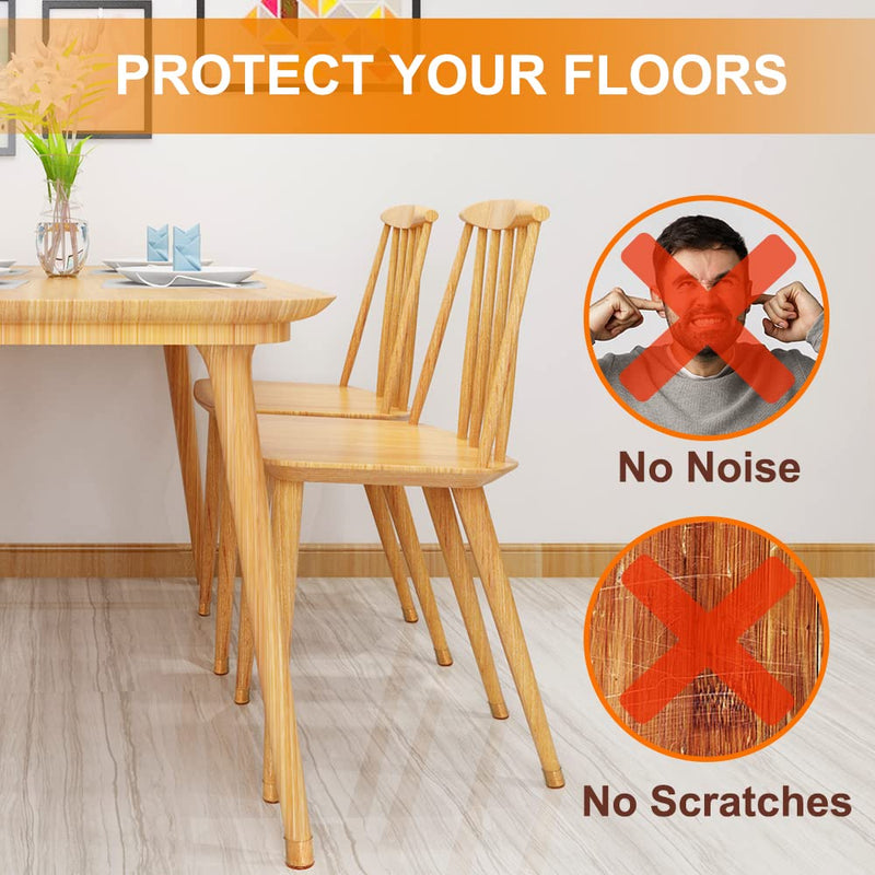 24 Pcs Chair Leg Floor Protectors for Hardwood Floors Silicone Covers to Protect Wood Tile Floors Felt Pads Furniture Leg Caps Non Slip Reduce Noise (Fit:1.3"-2") Universal L(Fit:1.3"-2") Clear-24pcs